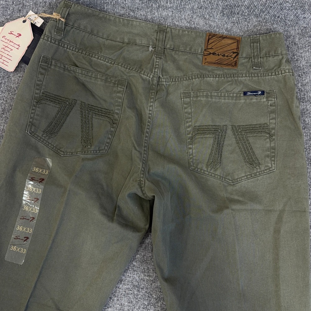 Seven7 Premium Jeans Men 36x33 Green Classic Boot Cut Leg Denim Pants NEW